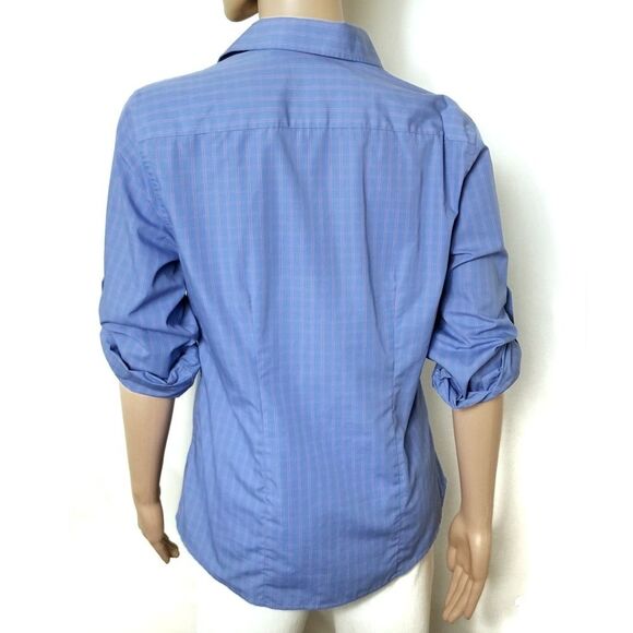 Lands' End | Blue Plaid Rolled Sleeve Button Down - Picture 2 of 7